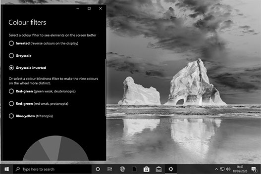 Inverted grayscale colours windows